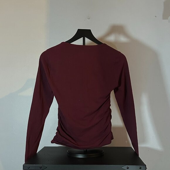 Abercrombie & Fitch Long-Sleeve Square Neck Ruched Top – Burgundy (Size M) - Picture 5 of 6